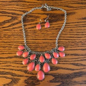 Coral Necklace and Earrings